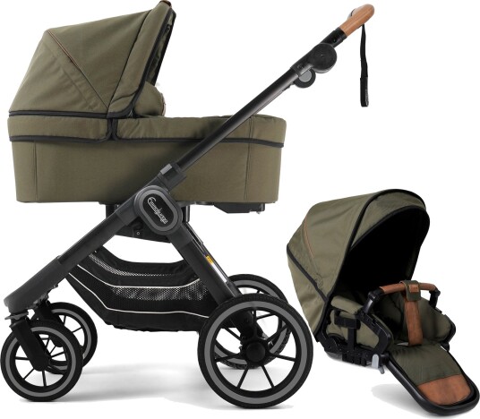 Emmaljunga NXT90F Outdoor Offroad Komplett m/ Sittedel Og Liggedel Outdoor Olive