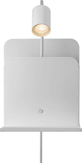 Nordlux Roomi vegglampe med hylle og USB - Hvit