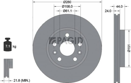 PAGID 54968NC Bremseskive PAGID 54968NC Bremseskive