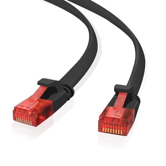 Helos Ultra Slim Patch-Kabel Rj-45 M Til Rj-45 M 20 M Utp Formet Krokløs Flat Svart