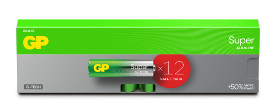 GP Super Alkaline AA Batteri 1.5V 12-Pack - Engangsbatteri til Universelt Bruk