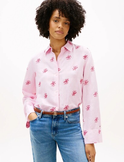 Tommy Hilfiger Swimshop Linen Easy Fit Aop Pink S