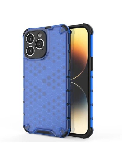 Hurtel Honeycomb Case for iPhone 14 Pro Max Armored Hybrid Cover Blue