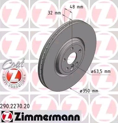 Bremseskive ZIMMERMANN 290.2270.20 Bremseskive ZIMMERMANN 290.2270.20