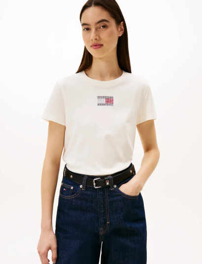 Tommy Jeans Tjw Reg Party Flag Tee Ext - Cream - XS