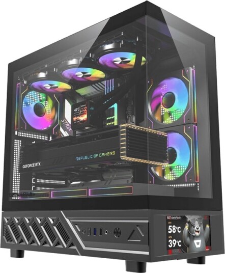 Darkflash DS950V Kabinett Display 6 Fans svart DS950 SCRN BLK +6F