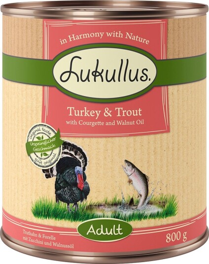 Lukullus Våtfôr Adult Naturkost Og Ørret Kornfri Kalkun 24 X 800 G