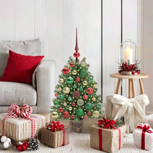  Kunstig juletre med 150 LED med stativ grønn 75 cm PE og PVC