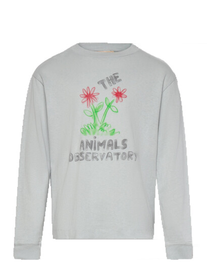 THE ANIMALS OBSERVATORY Flowers Blue Dof Lonf Sleeve T-Shirt - Grey - 8 Y