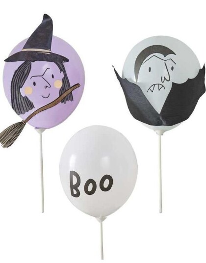 5 Stk Vampyr og Hekse Halloween Ballonger Boo! Party