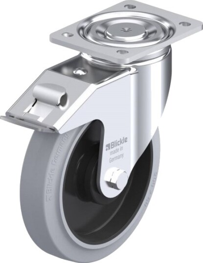 Blickle 635904 Lh-Poev 200Ka-Fi-Sg Styrehjul Med Brems, Hjuldiameter 200 Mm, Bæreevne (Maks.) 500 Kg, 1 Stk