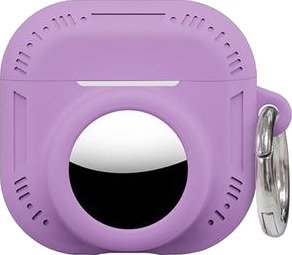 AirPods 5/4/AirTag 2-i-1-silikonetui med karabinkrok – lilla
