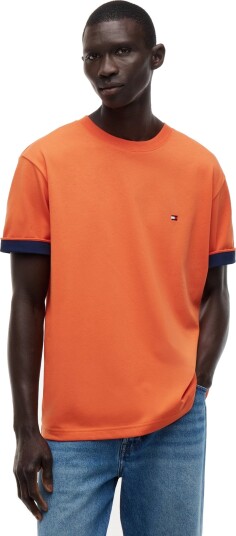 Tommy Hilfiger Sail Mix Media Cuff Regular Tee Orange XXL