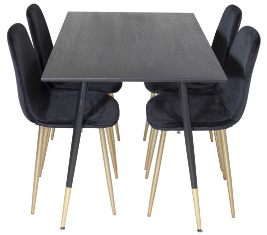Venture Design Dipp & Polar spisegruppe Svart/svart 4 st stoler & bord 120 x 85 cm