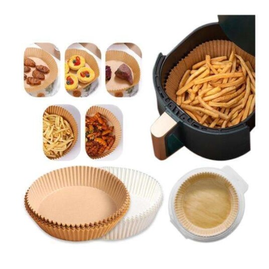 Otego 100 stk Air Fryer engangspapir pergamentformer Liners Airfryer Brown Otego 100 stk Air Fryer engangspapir pergamentformer Liners Airfryer Brown