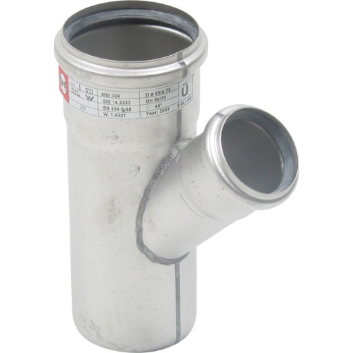 Blücher Gr.Rør 45Gr.75 50Mm Strømlinet Aisi 316L.Syrefast Stål