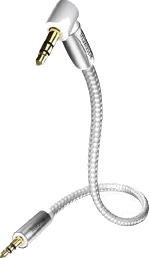 In Akustik Premium Lydkabel Minitelefon Stereo 3,5 Mm Hann Til Minitelefon Stereo 3,5 Mm Hann 1,5 M Dobbeltskjermet Hvit Sølv 90° Kontakt