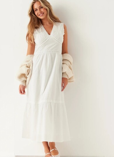 Bubbleroom Lace Detail Sleeveless Dress White M Bubbleroom Lace Detail Sleeveless Dress White M