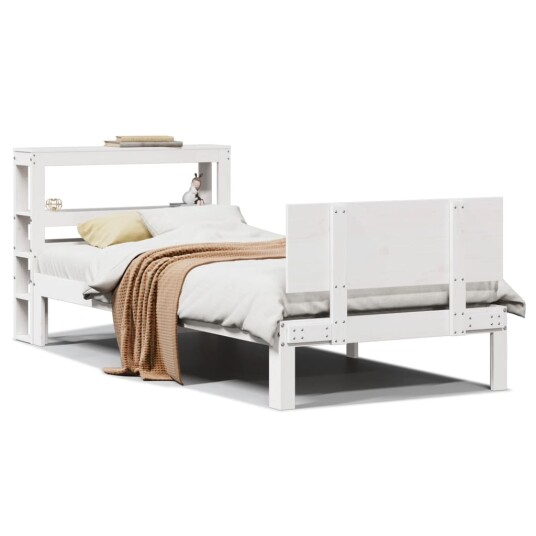 Sengeramme med hodegavl hvit 100x200 cm heltre furu 3306083