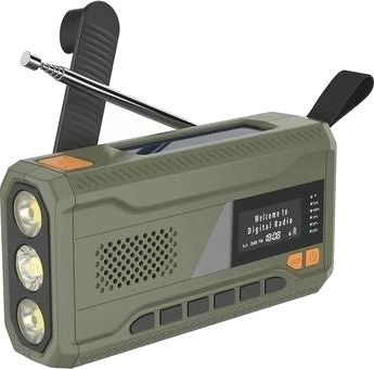 Bærbar Solar Håndsveiv Nødradio m. LED-lommelykt, Powerbank WR-6D - DAB/FM, 4500mAh