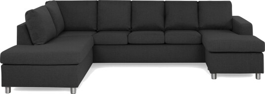Crazy 5 seters Venstrevendt U formet Sofa med Divan og Sjeselong i Stoff Antrasitt