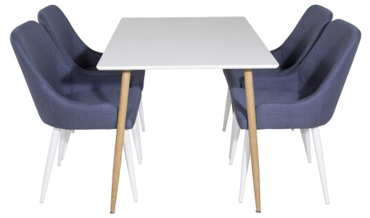 Venture Design Polar & Plaza spisegruppe Hvit/blå 4 st stoler & bord 120 x 75 cm