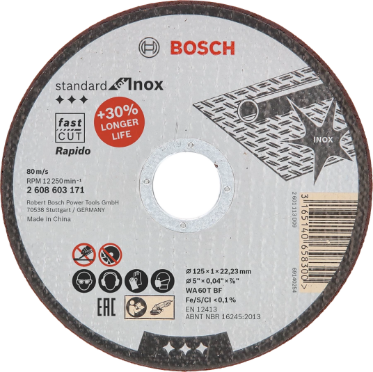 Bosch Kappeskive 125mm for Rustfritt Stål 1-pakke Elektroverktøy Tilbehør