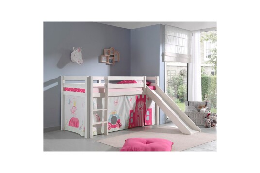 Middelseng med gardin Pino Princess Hvit Hvit Med sklie Uten tunnel Ingen lommer Hvit Hvit Med sklie Uten tunnel Ingen lommer