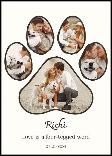 Dog Paw Photo Collage Personal Plakat Plakat / 30x40cm Dog Paw Photo Collage Personal Plakat Plakat / 30x40cm