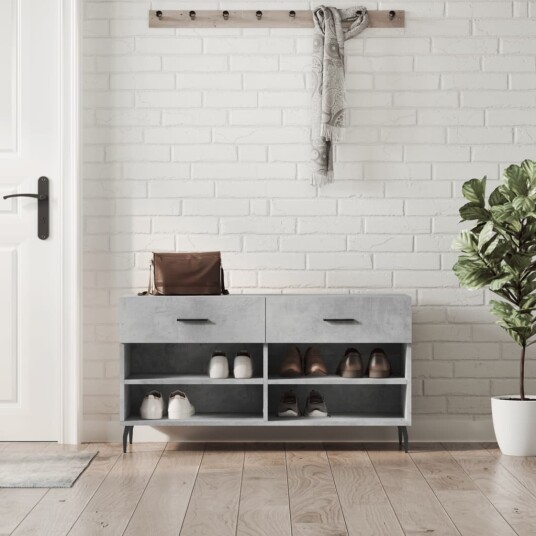 vidaXL Skobenk betonggr? 102x35x55 cm konstruert tre