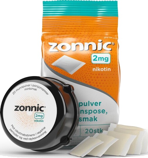 Zonnic 2 mg munnpulver Mint, 20 stk. Zonnic 2 mg munnpulver Mint, 20 stk.