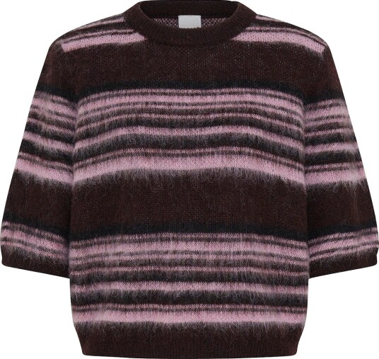 ICHI Ihallo Kortermet Genser Rød - Finknitted Stoff, Avslappet Passform, Størrelse 38