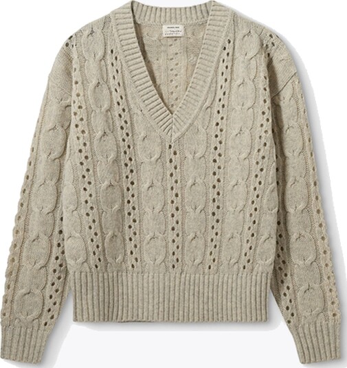 DESIGNERS REMIX Daze Cable V neck Beige M