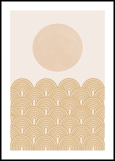 Golden Sun Waves Plakat / 21x30cm