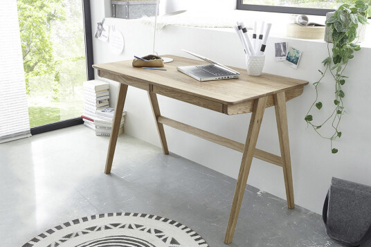 Skrivebord Rabon 120 cm med Oppbevaring 2 Skuffer Massiv Eik