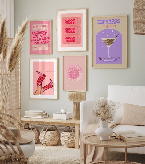 Plakat Morsom Retro Kunst / Sett med 5