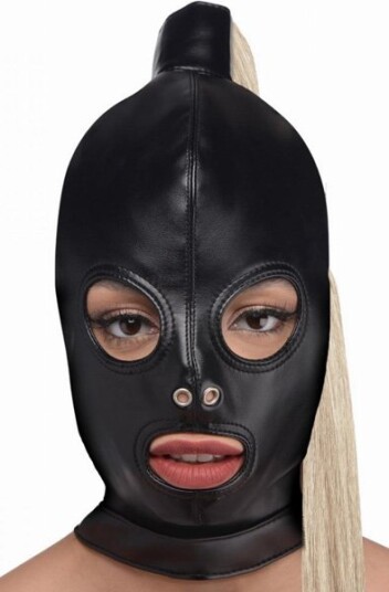 Strict Blonde Ponytail Bondage Hood Black Strict Blonde Ponytail Bondage Hood Black