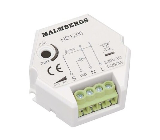 Boksdimmer for lavvoltshalogenpærer og LED-pærer 1-200W Boksdimmer for lavvoltshalogenpærer og LED-pærer 1-200W
