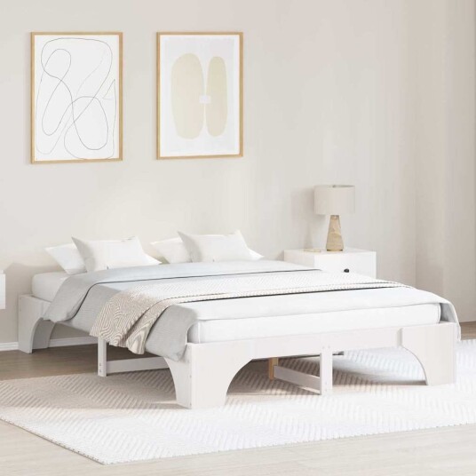 madrassramme Hvit Tre 150 x 200 cm Minimalistisk madrassramme Hvit Tre 150 x 200 cm Minimalistisk