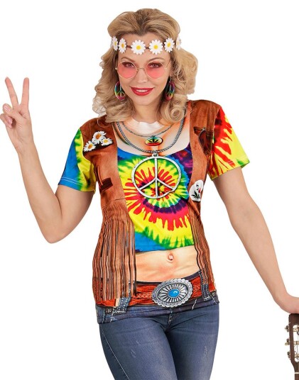 Fotorealistisk Hippie T skjorte til Dame Strl S/M