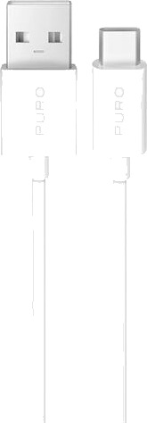 Puro TPE USB A USB C 10W kabel 2m hvit PUCAC10W2MTWHI