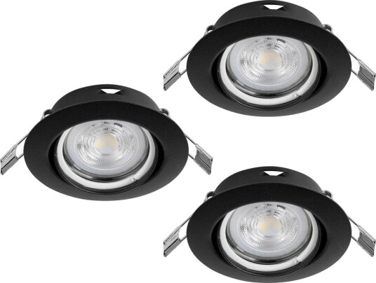 Innfelt lampe Favazzina 88 mm sett med 3 - Sort