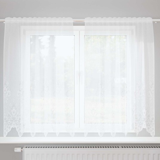 Blondegardin med gardiner Hvit 150 x 160 cm Polyester