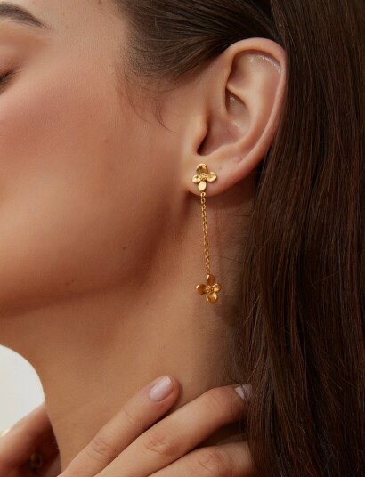 By Jolima Rosie Pendant Earring Gold ONE SIZE 5 cm