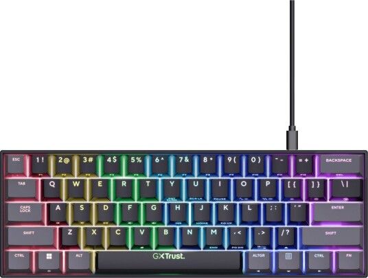 Trust GXT867 Acira Gamingtastatur USB-A RGB 60% Mini Svart