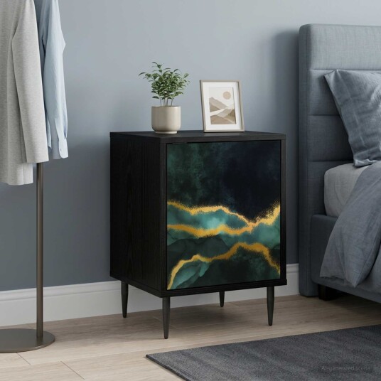 vidaXL Nattbordskap WIJHE Svart eik 36 x 33 x 51 cm Konstruert tre