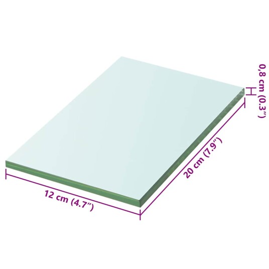 vidaXL Hyllepaneler 2 stk klart glass 20x12 cm vidaXL Hyllepaneler 2 stk klart glass 20x12 cm