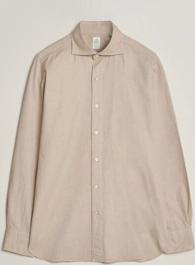 Finamore Napoli Gaeta Flannel Sport Shirt Beige