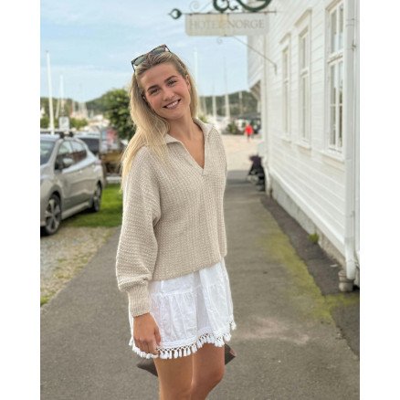 Horizonta genser fra House of Yarns Strikkeoppskrift på genser str XS XL