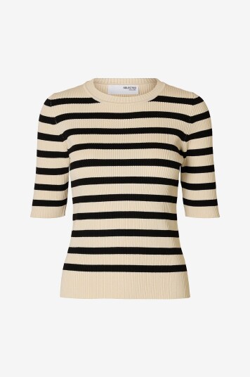 Selected FEMME - Topp slfMali 2/4 Knit O-neck - Beige